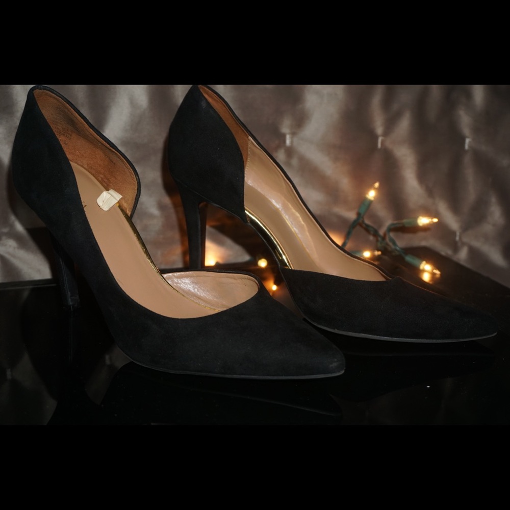 Black suede heels
